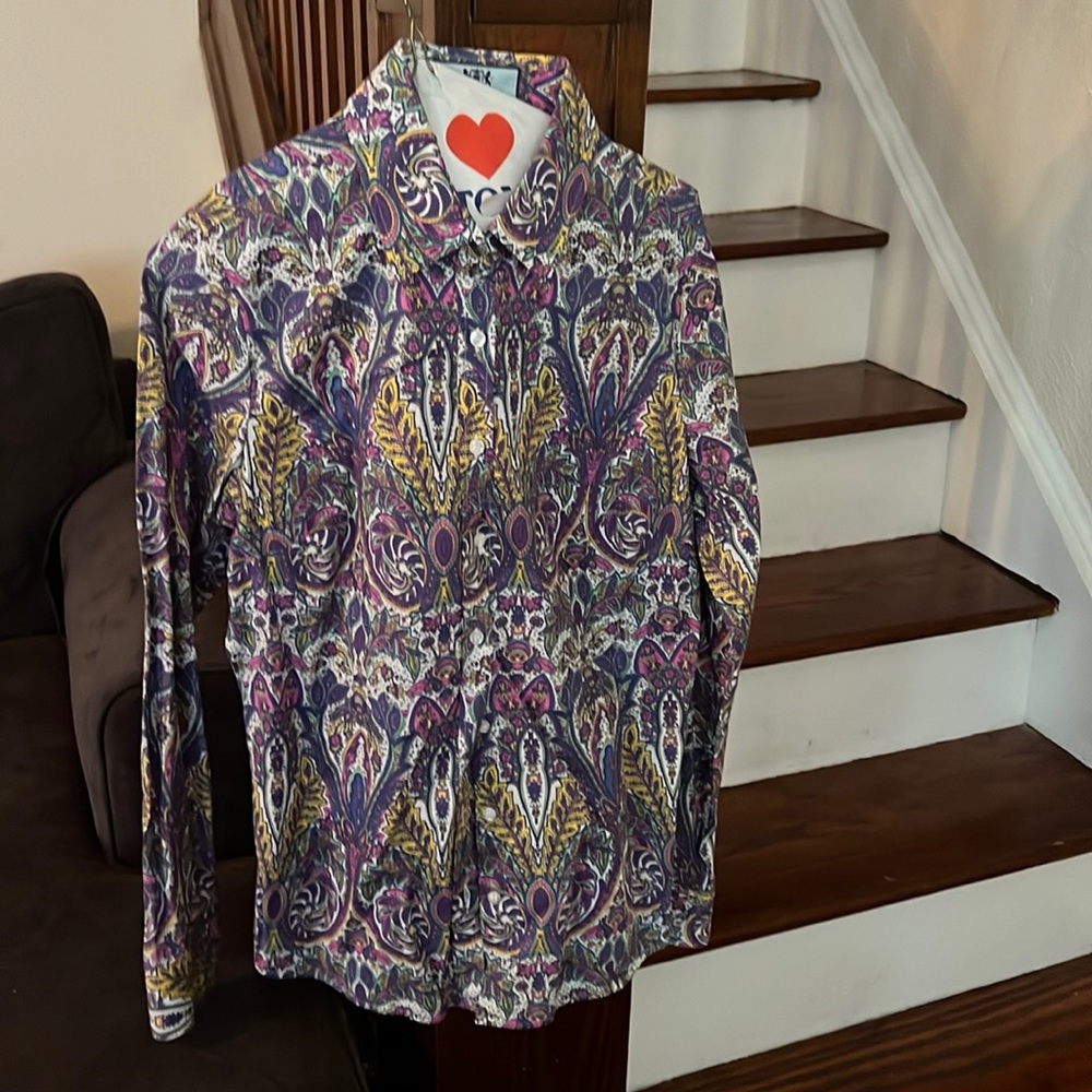 Uk size 12 funky multicolor button down shirt hawed and Curtis classic